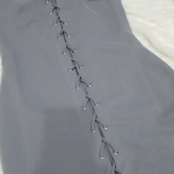 Gray Mini Dress with Lace up Front - Picture 4 of 4